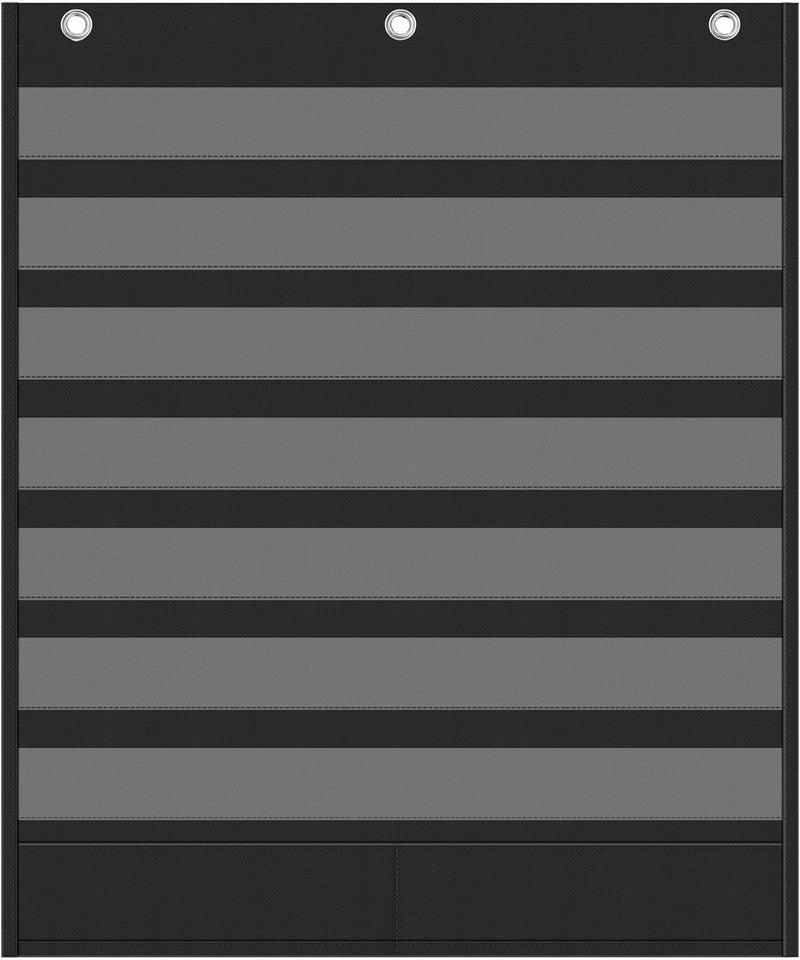Yoink 7+2 Pockets Standard Pocket Chart, Clear 7 Pockets for Alphabet Learning with 2 Extra Storage Pocket, Chore Chart, Word Wall and Sentence Strips Chart for Classroom, Black (33" x 28.1") - Image 2